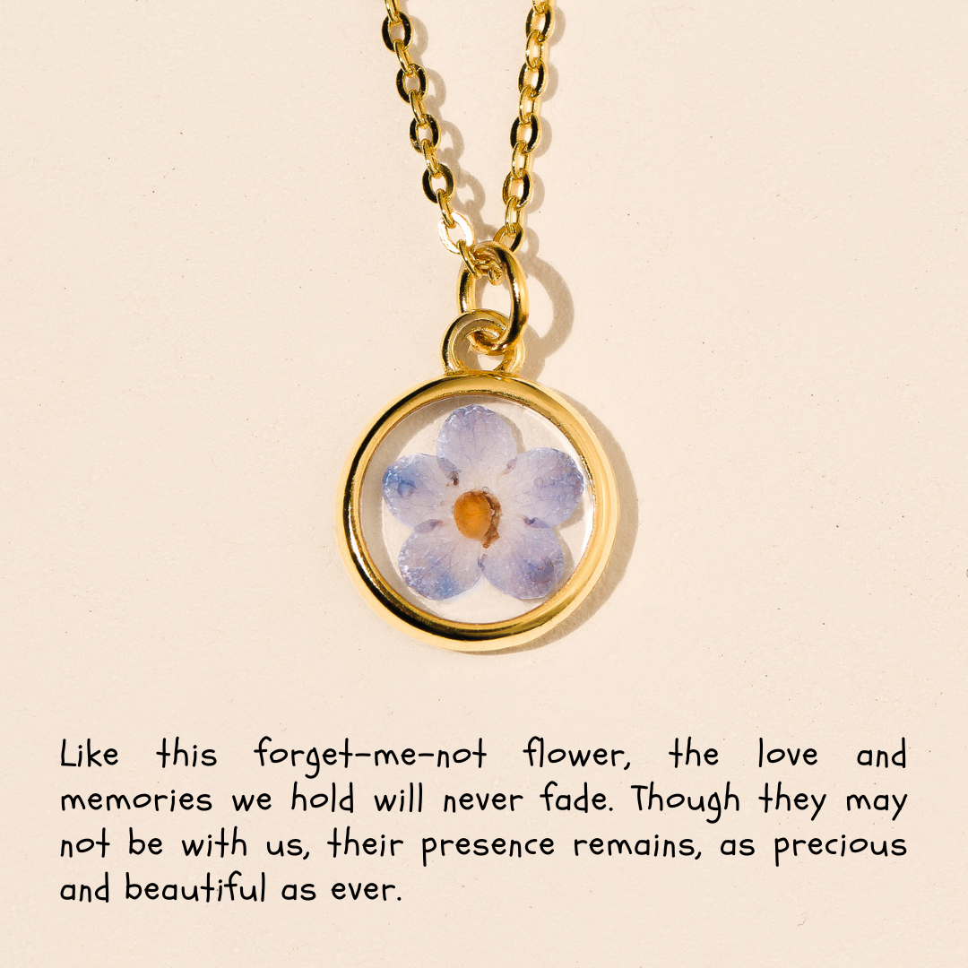 Forget Me Not Flower - Circle Necklace