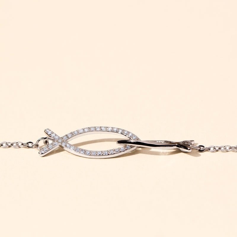 Linked For Life Ichthys Fish - Sterling Necklace