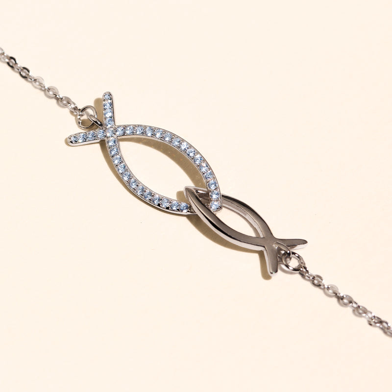 Linked For Life Ichthys Fish - Sterling Necklace