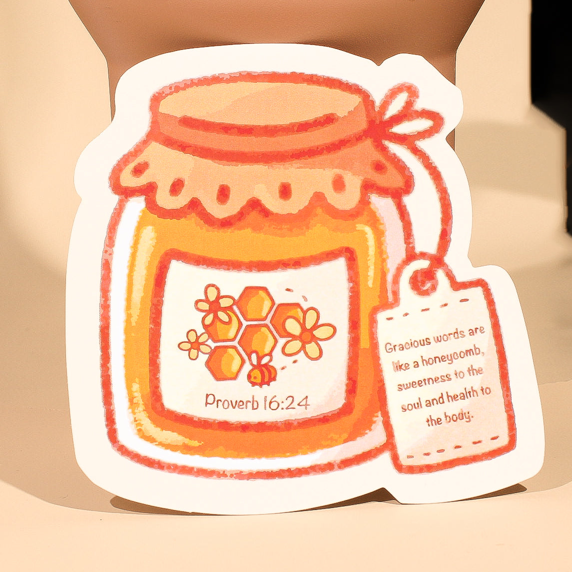 Gracious Words are like a Honeycomb - Oversized Honey Jar Sticker