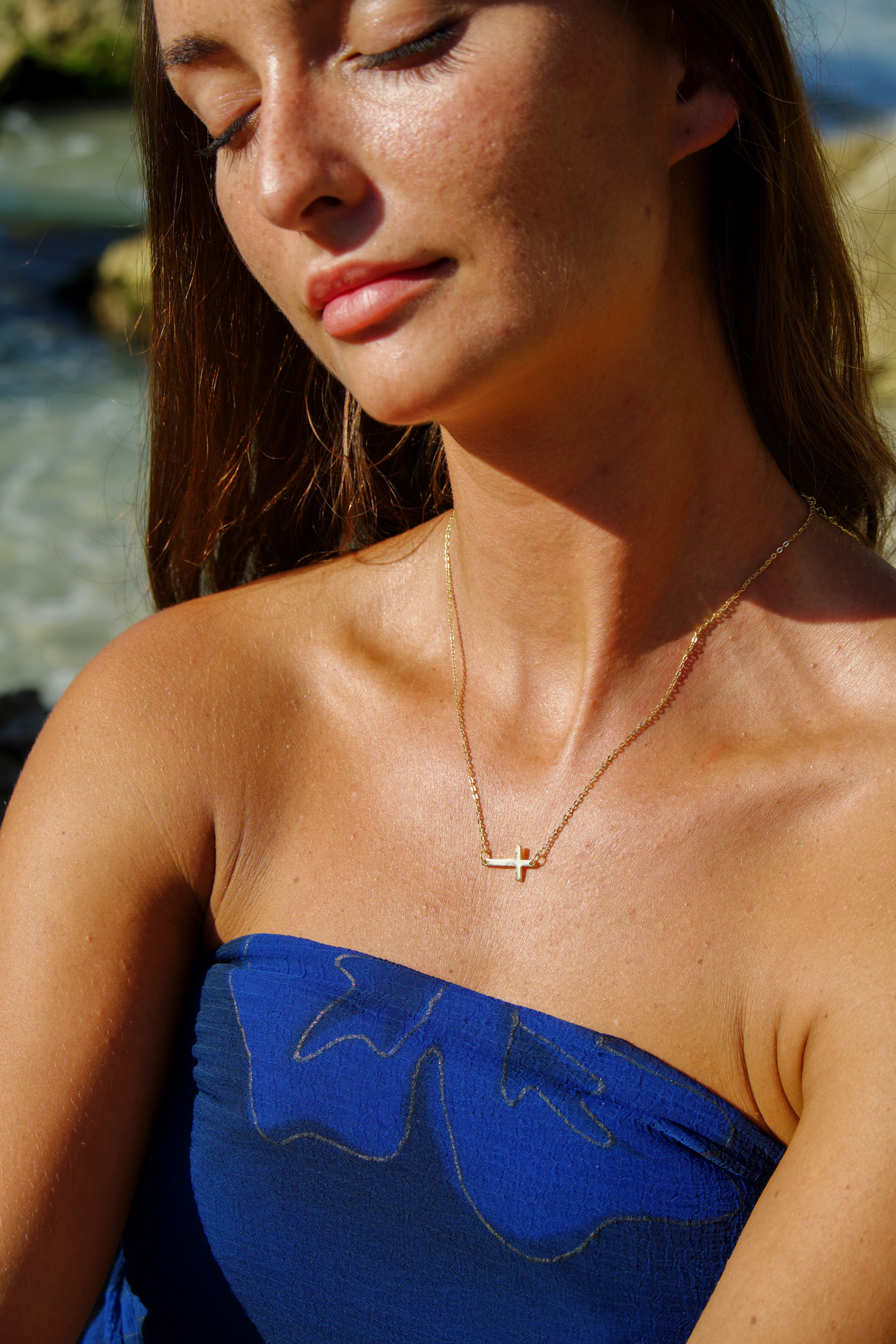 Dainty Sideway Cross Necklace