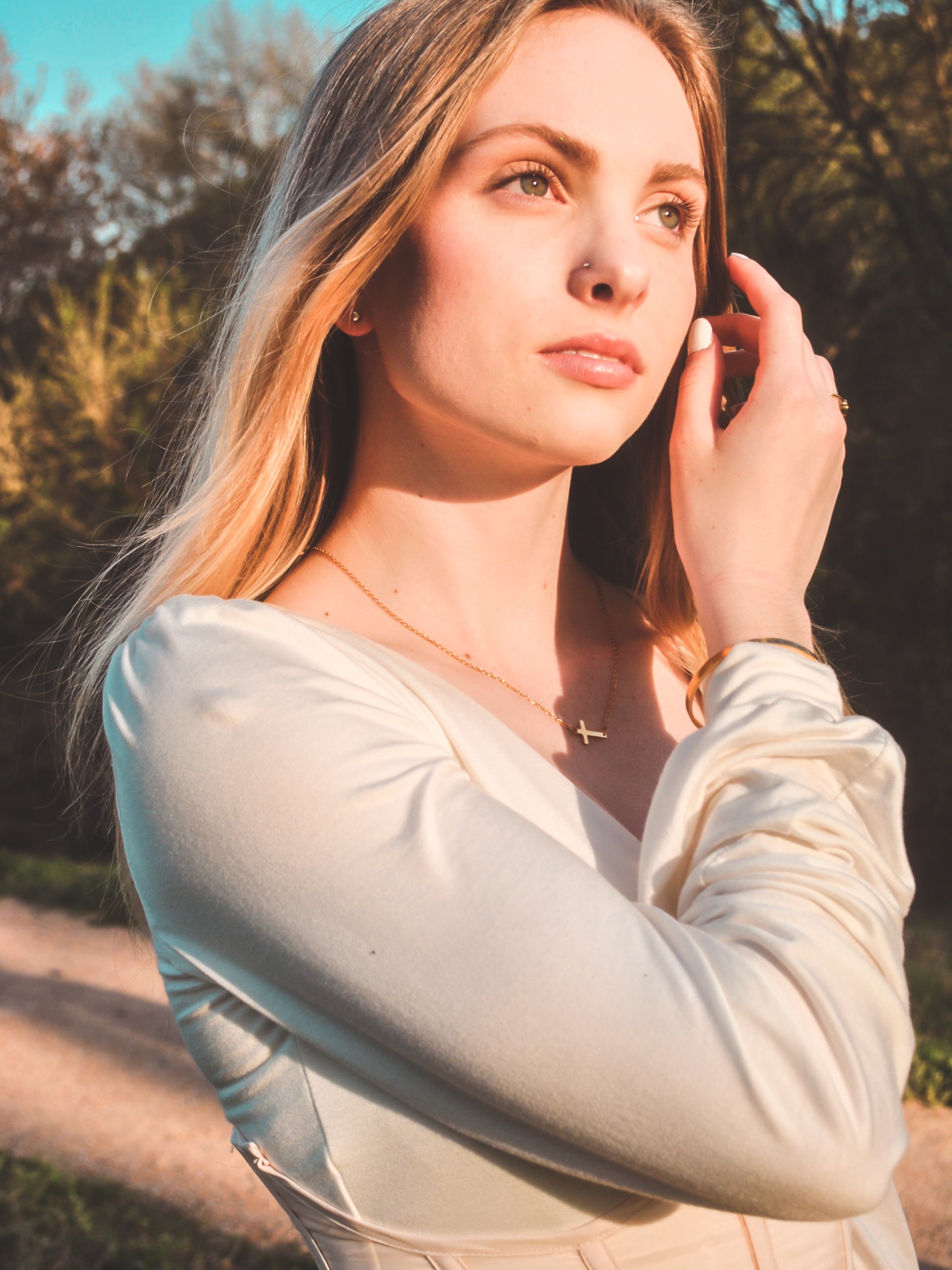 Dainty Sideway Cross Necklace