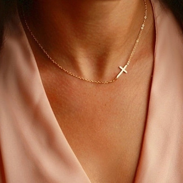 Dainty Sideway Cross Necklace